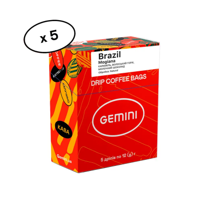 Дріп-кава Gemini Drip Brazil Mogiana 5 шт Дріп-кава Gemini Drip Brazil Mogiana 5 шт