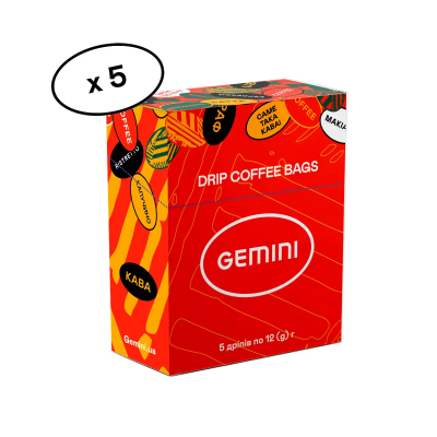 Дріп-кава Gemini Drip Mix Mono Sort 5 шт Дріп-кава Gemini Drip Mix Mono Sort 5 шт