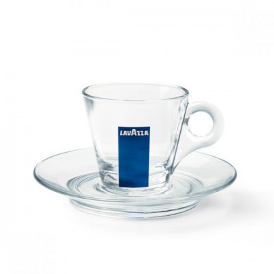 Чашка Lavazza для еспресо з блюдцем скло Чашка Lavazza для еспресо з блюдцем скло
